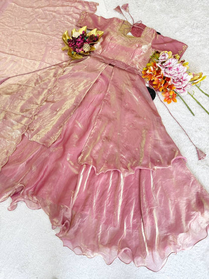 RangBhoomi Heavy Space Silk Double-Frill Lehenga Choli Set — Sequined Embroidery, Ready-to-Ship Rakshabandhan Special