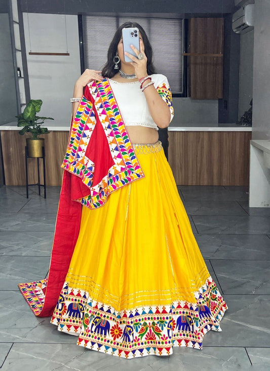 Ethnic Women’s Complete Lehenga Set with Yellow and Red Accents
