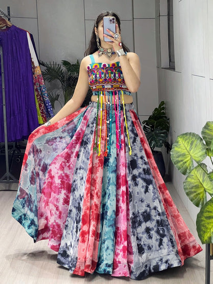 Traditional Shibori Print Lehenga with Elegant Fancy Top – Navratri Collection 2025