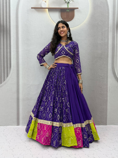 RangBhoomi Navratri Special Vintage Dupatta Lehenga Choli - Fox Georgette Embroidered Set