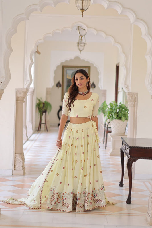 Elegant Vichitra Silk Lehenga Choli Set with Multi-Thread Embroidery and Sequined Dupatta