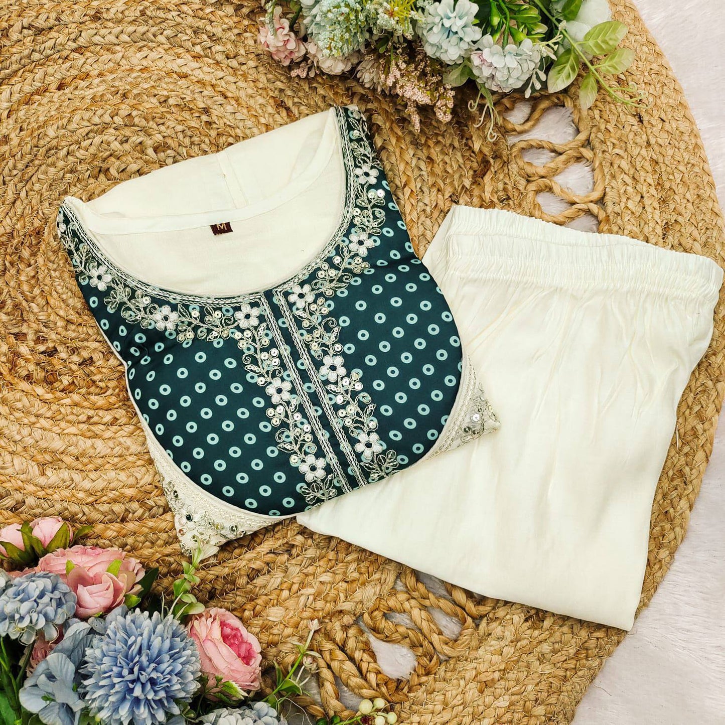 Premium Embroidered Roman Silk Cord Set