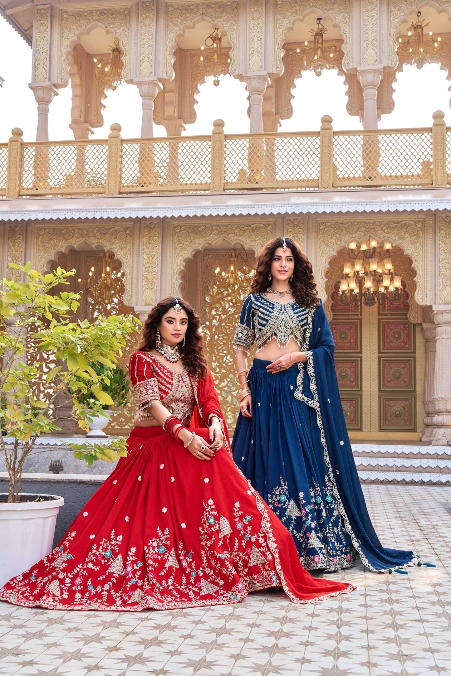 Lehenga Choli Wedding Collection | Vichitra Silk Embroidery Work
