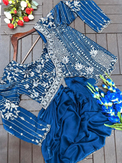 Elegant Embroidered Lehenga Choli Set with Sequins – Fully Stitched Rangoli Fabric Ensemble
