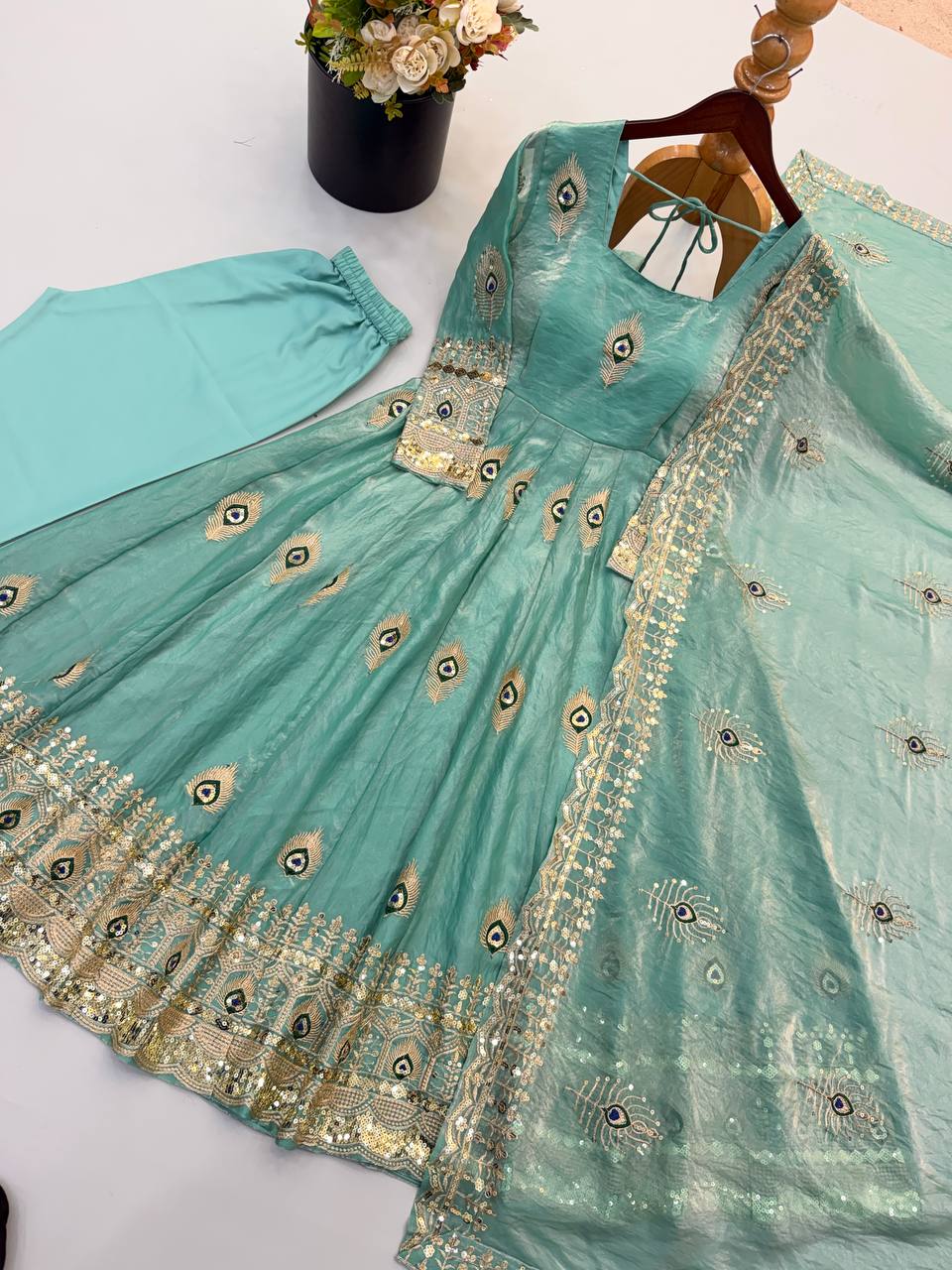 RangBhoomi Fendy Silk Gown with Fully Flair