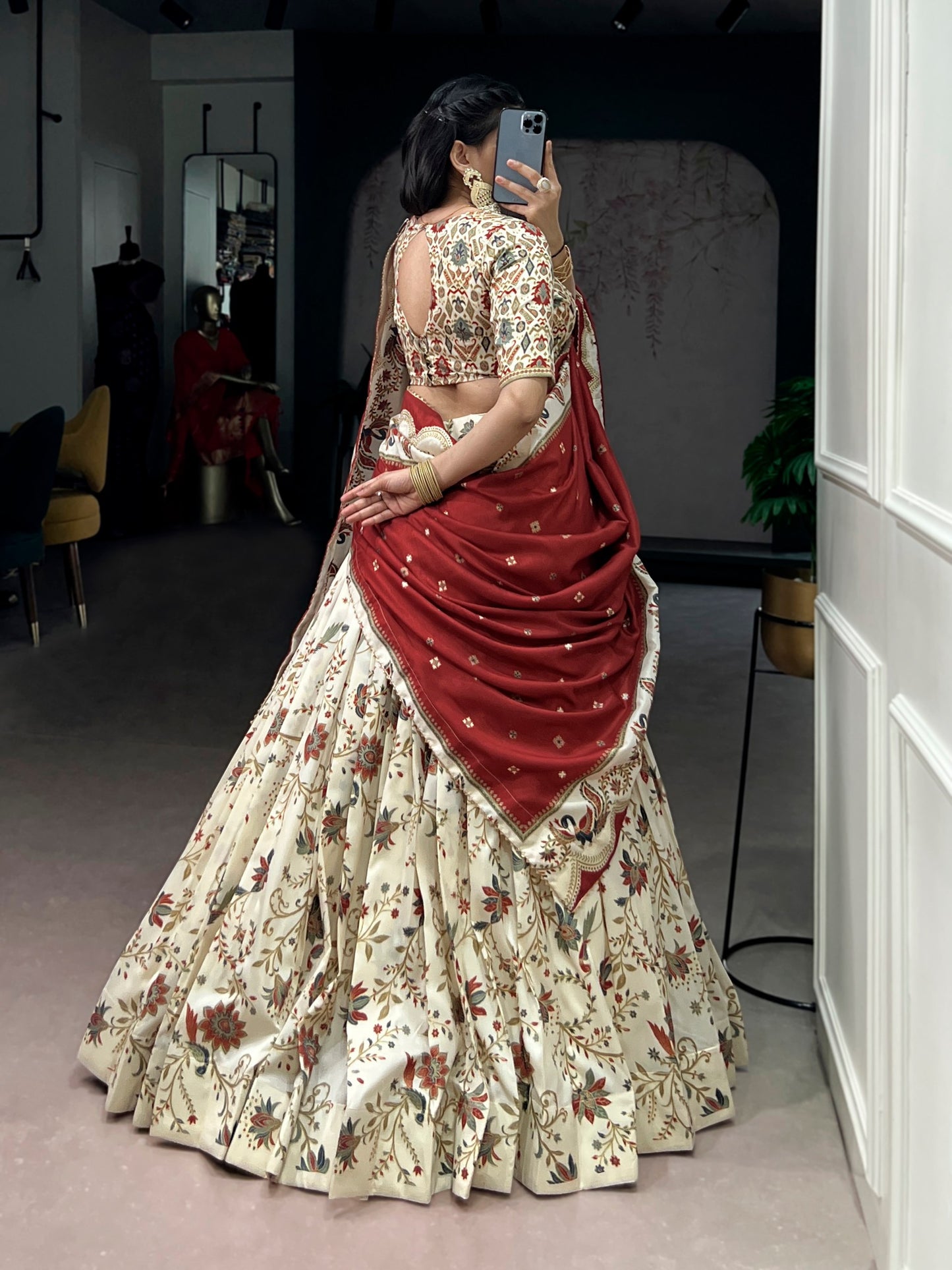 Luxurious Soft Tasar Silk Lehenga with Radiant Gilded Foil Motifs and Elegant Dupatta