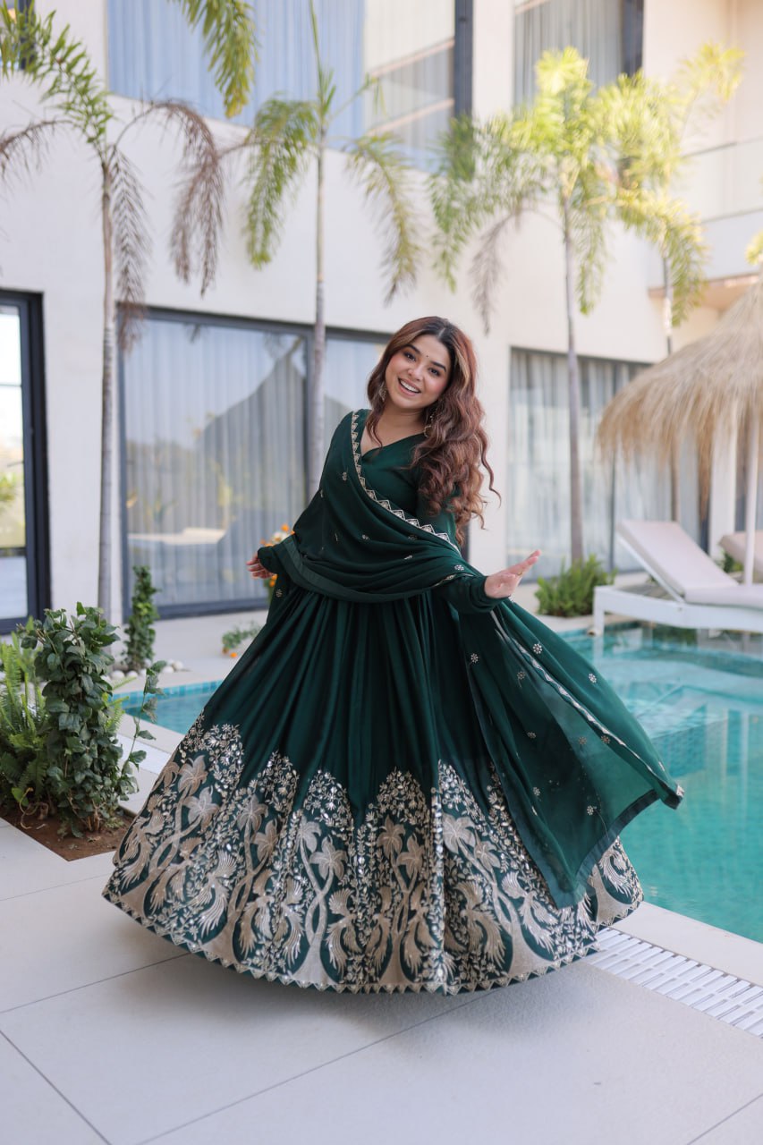 RangBhoomi Ready-to-Wear Designer Gown and Dupatta Collection 2026 – Elegant Embroidered Multi-Color Ensemble