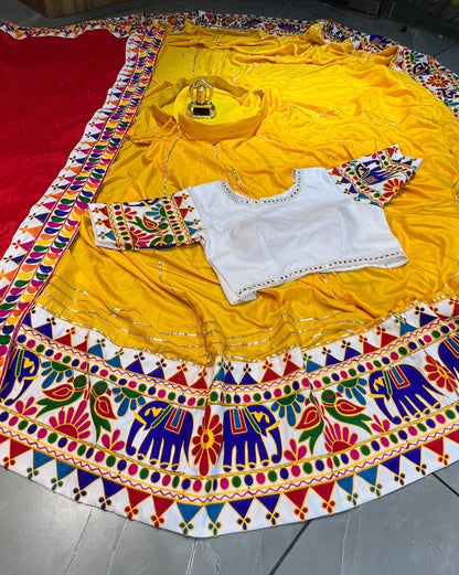 Ethnic Women’s Complete Lehenga Set with Yellow and Red Accents
