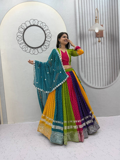 RangBhoomi Navratri Special Georgette Lehenga Choli — 6m Flair, Micro Cotton Inner, Elegant Shivansh Work