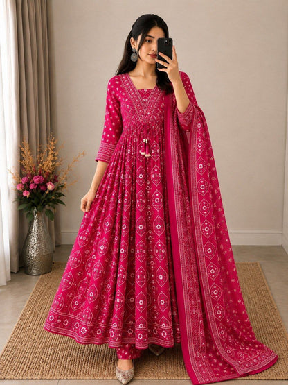 RangBhoomi Pure Cotton Anarkali Suit Set - 4 Piece Ready-to-Wear Ensemble