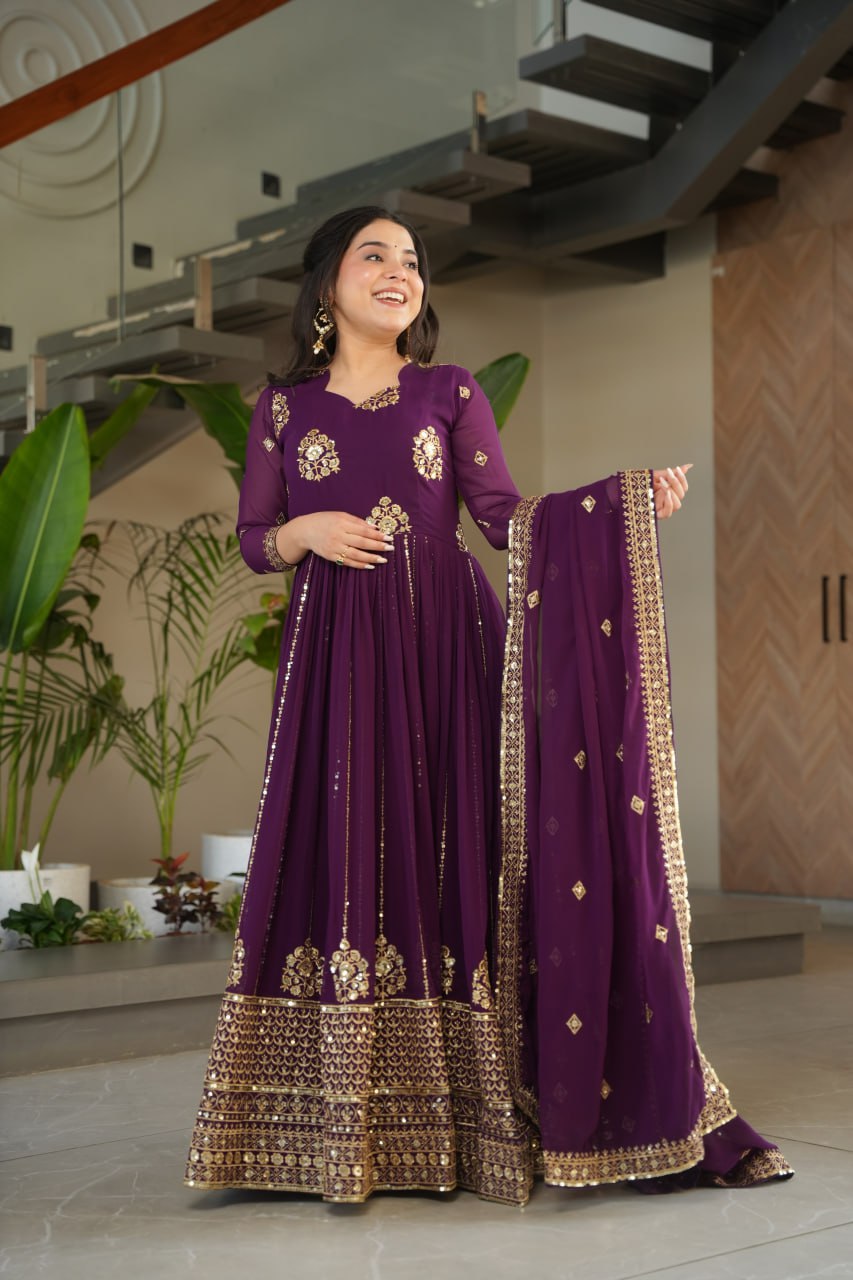 Designer Gown with Dupatta - Elegant Indian Dress