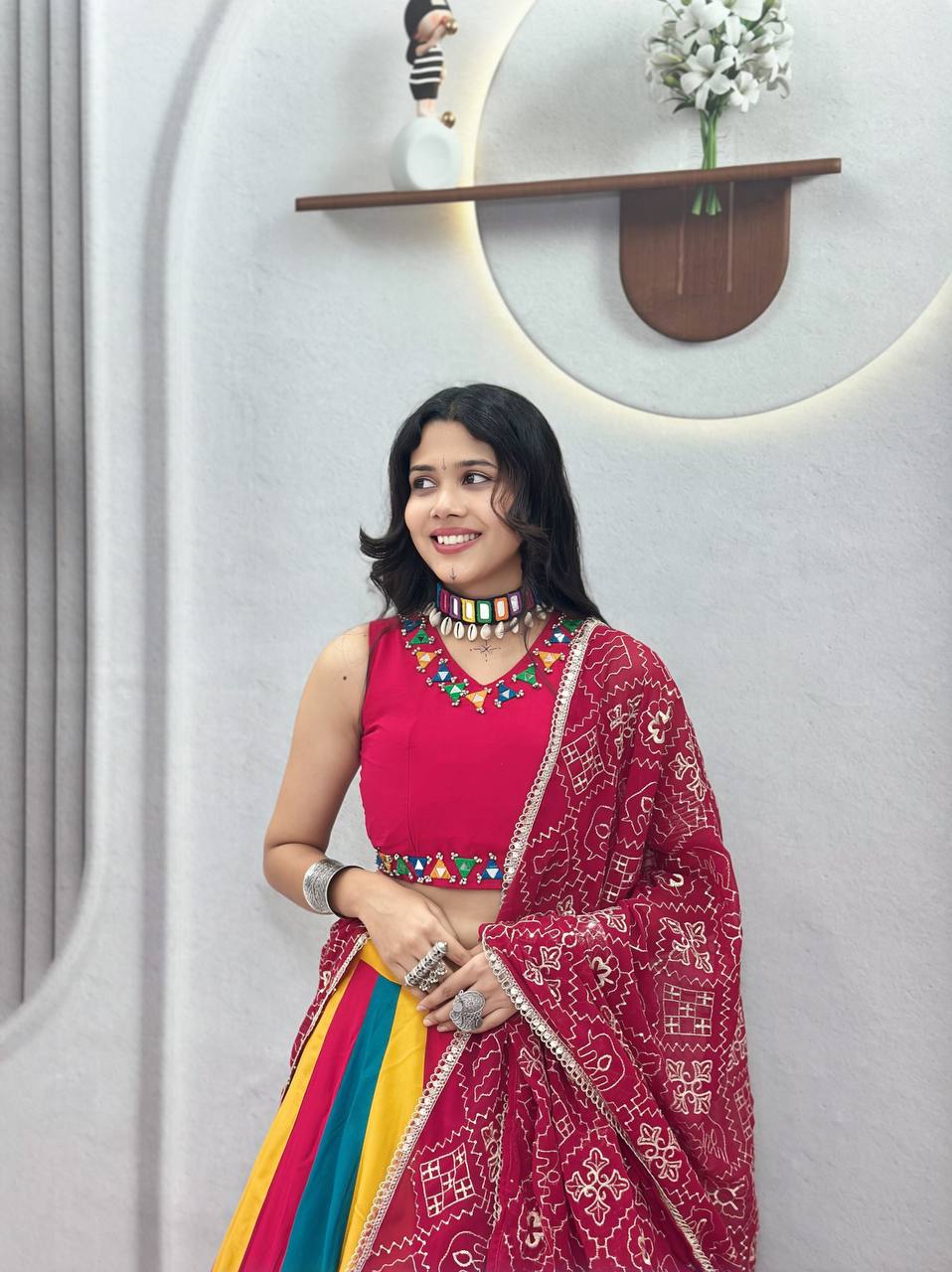 RangBhoomi Navratri Special Cotton Lehenga Choli with Vintage Dupatta — 6m Flair