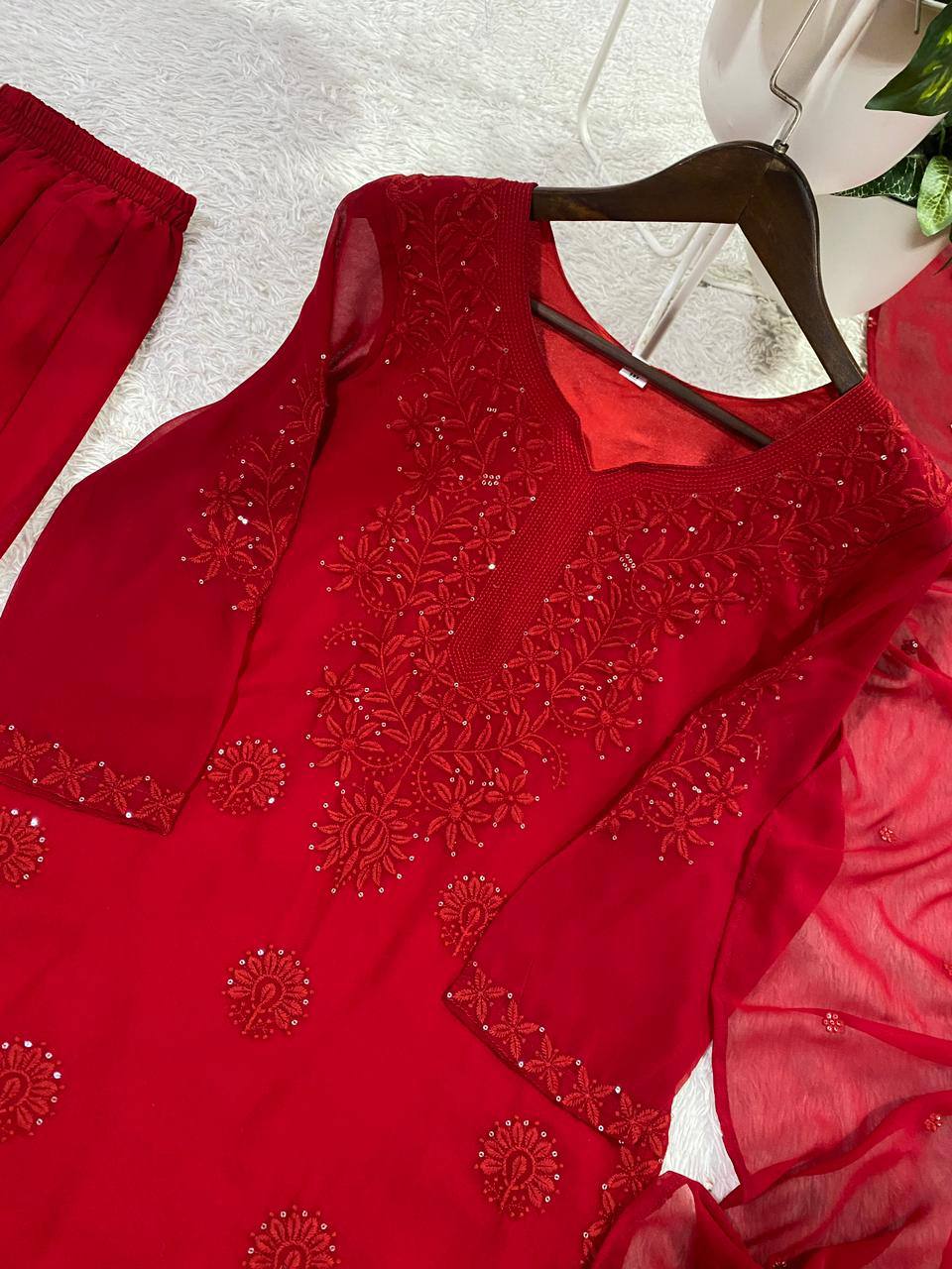 Elegant Designer Georgette Sequence Embroidered Sarara Set – Perfect Wedding and Party Wear