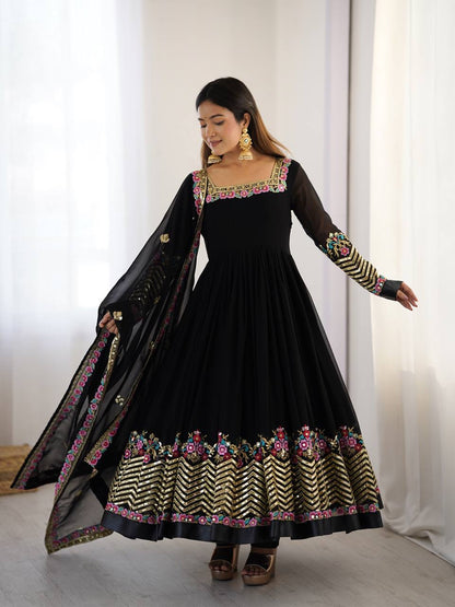 RangBhoomi Heavy Designer Party Gown with Embroidered Dupatta