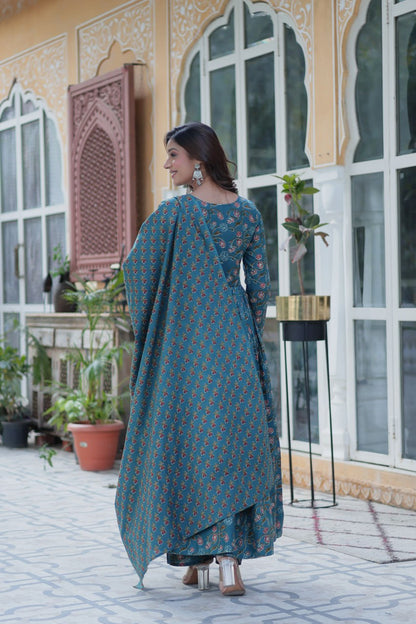 Premium Gown Set: Cotton Kurti, Pant & Dupatta