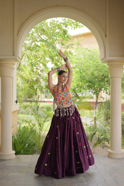 RangBhoomi Navratri Festive Cora Cotton Lehenga Set with Embroidered Blouse