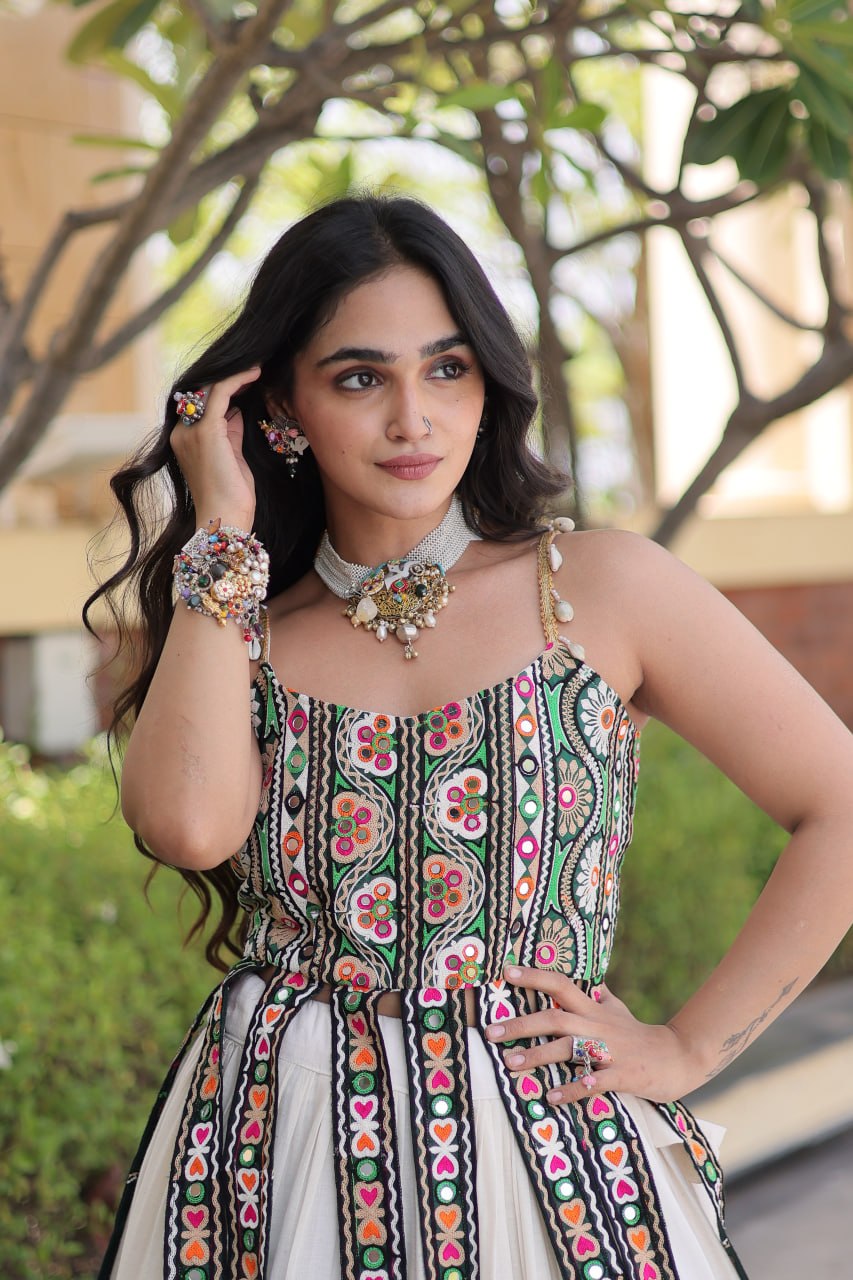 RangBhoomi Navratri Kora Cotton Lehenga Set — Full-Stitched Festive Ensemble