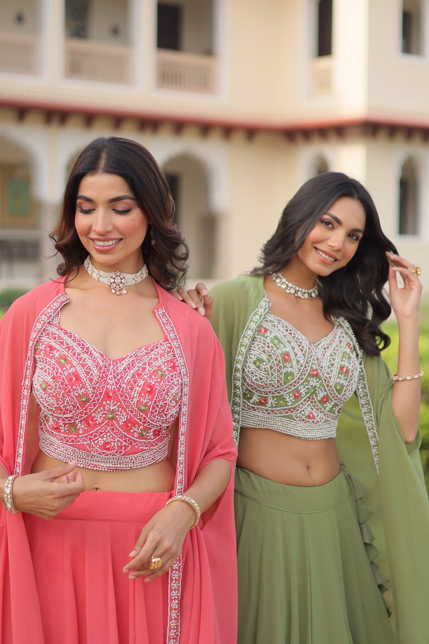 Premium Ready-to-Wear Lehenga Choli Set with Stylish Shrug Jacket
