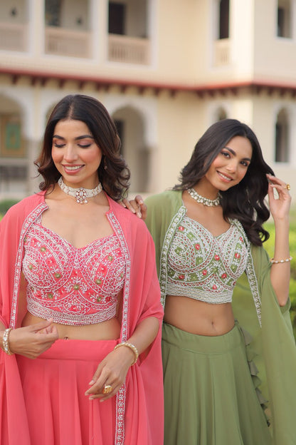 Premium Ready-to-Wear Lehenga Choli Set with Stylish Shrug Jacket