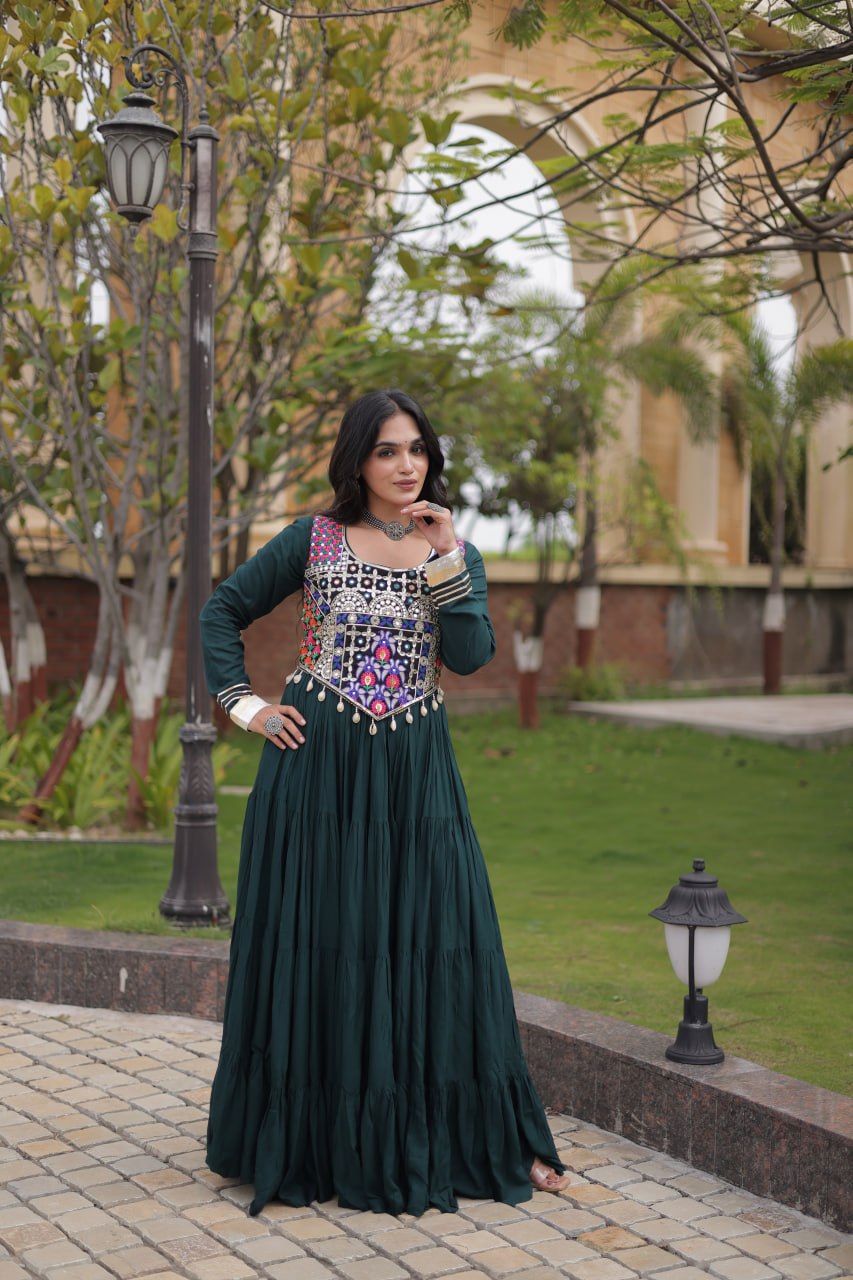 Navratri Gown Collection 2026 — Elegant Reyon Gown with Embellished Blouse by RangBhoomi