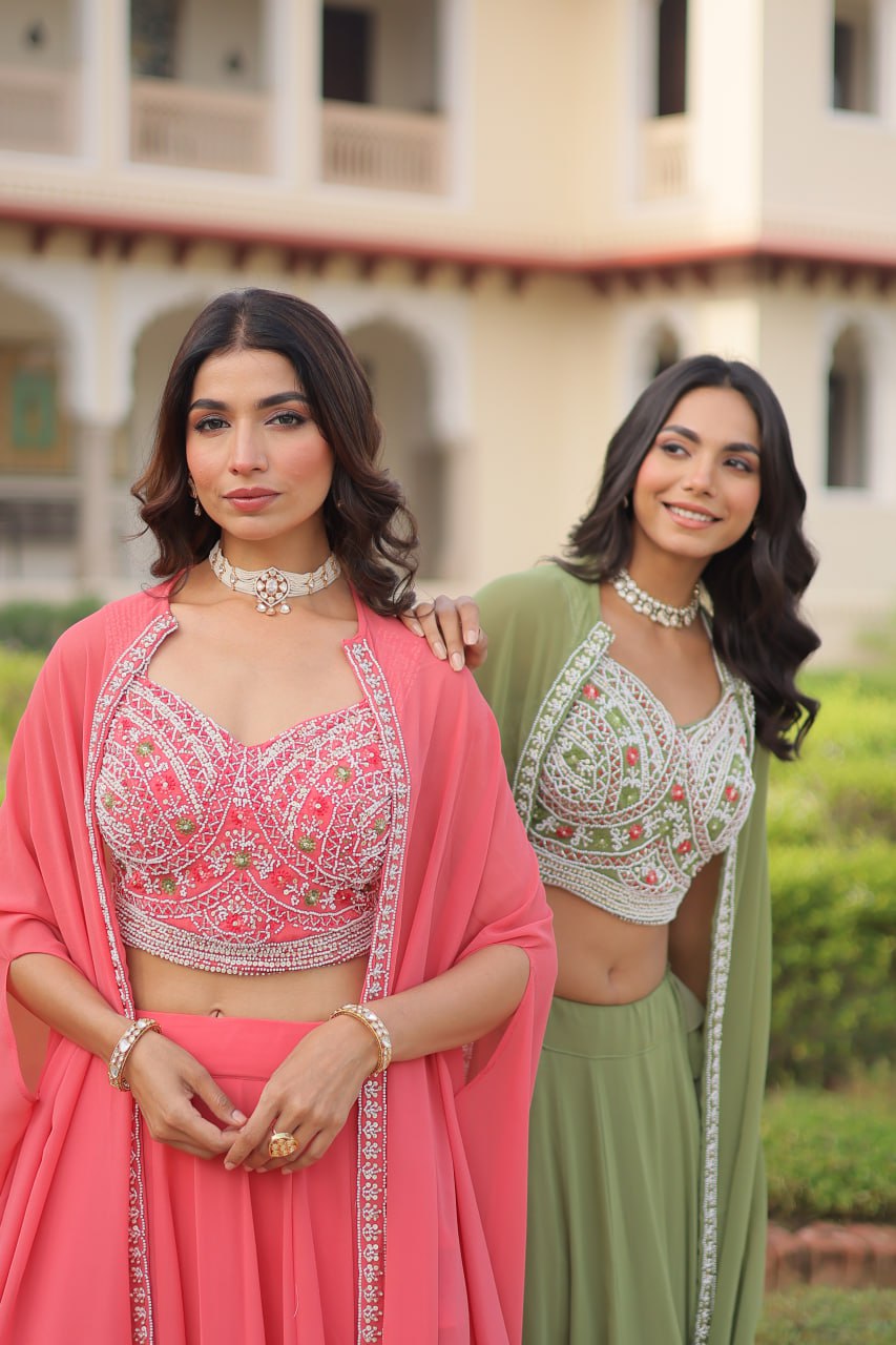 Premium Ready-to-Wear Lehenga Choli Set with Stylish Shrug Jacket