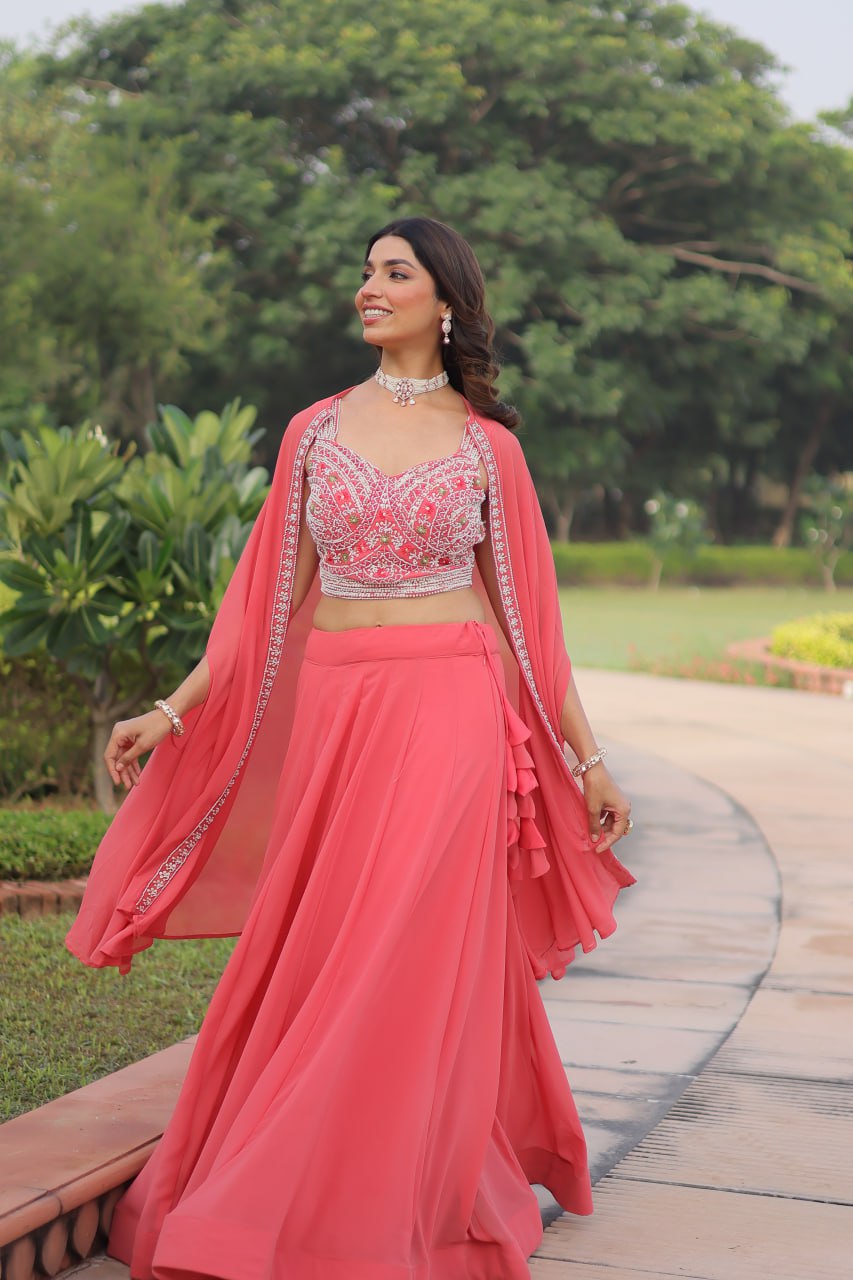 Premium Ready-to-Wear Lehenga Choli Set with Stylish Shrug Jacket