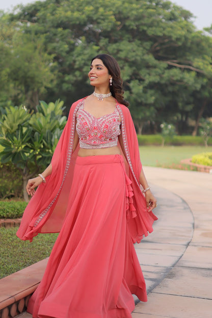 Premium Ready-to-Wear Lehenga Choli Set with Stylish Shrug Jacket