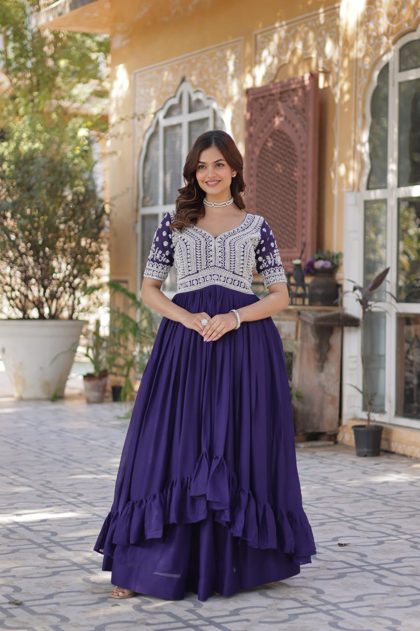 Readymade Lehenga with Embroidered Slit Kurti – Luxe Star Georgette