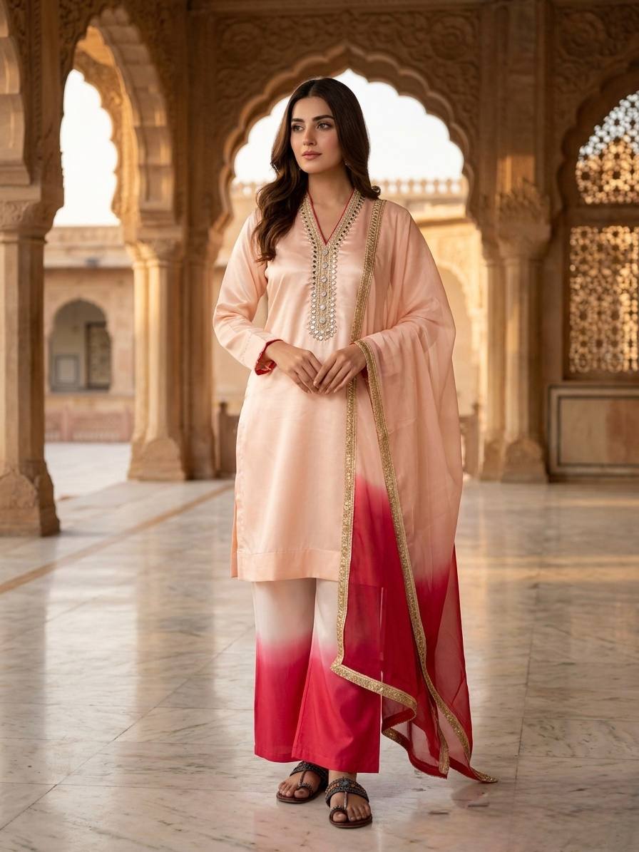 Launching New Designer Party Wear Look Pure Roman Glass Top & Elegant Palazzo with Dupatta Set