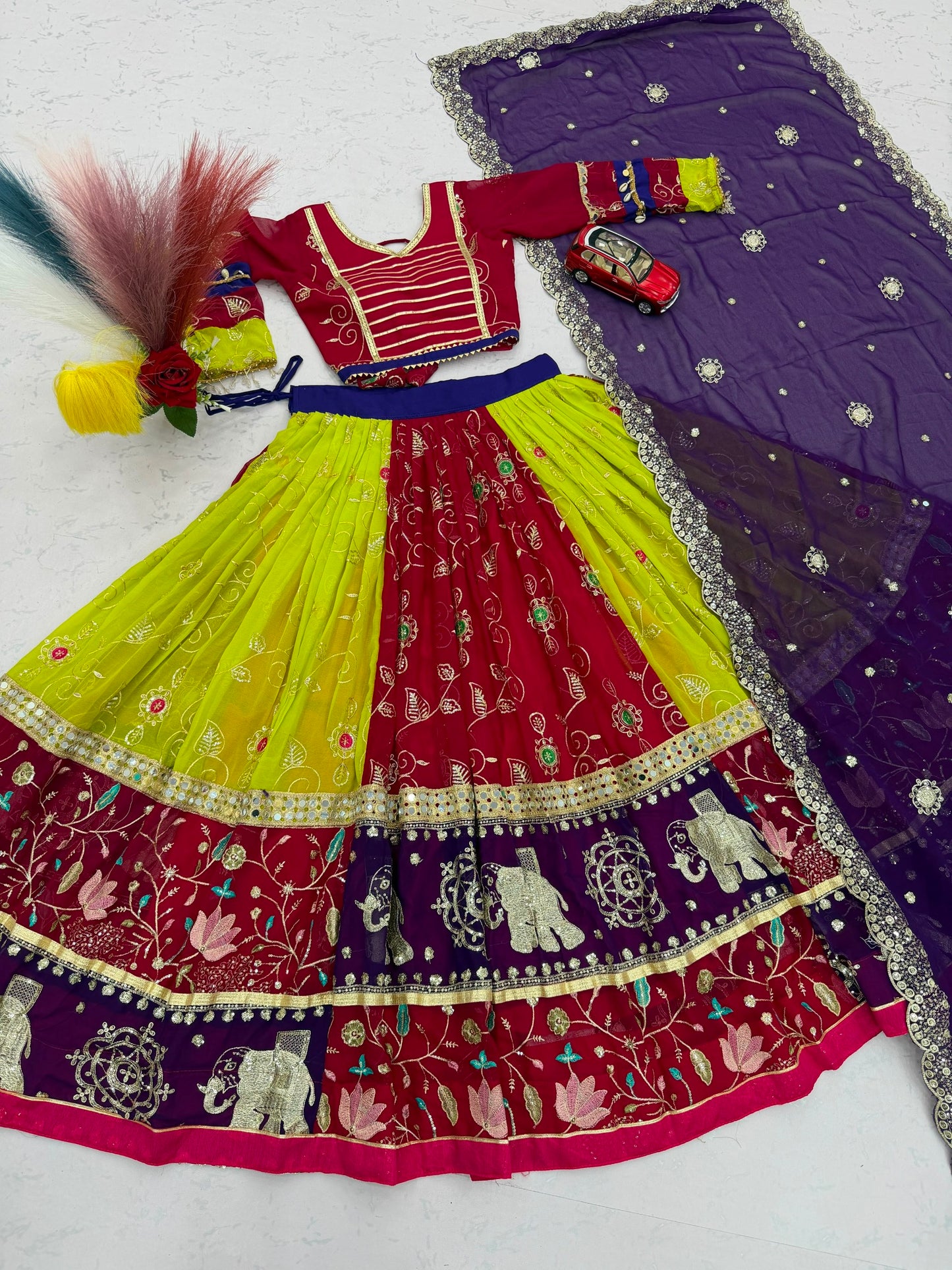 Navratri Special Vintage Chaniya Choli — Fox Georgette Embroidered Lehenga Set by RangBhoomi