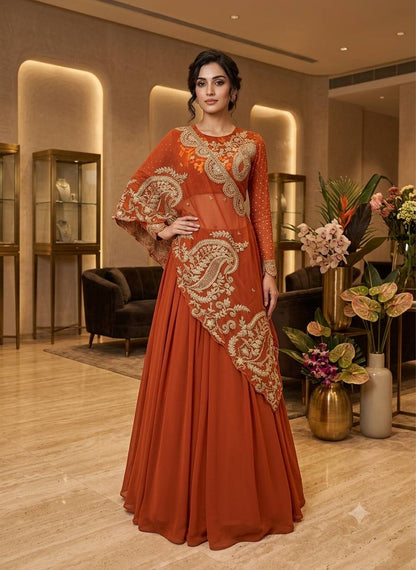 Designer Wear Embroidered Lehenga with Blouse and Shrug Set