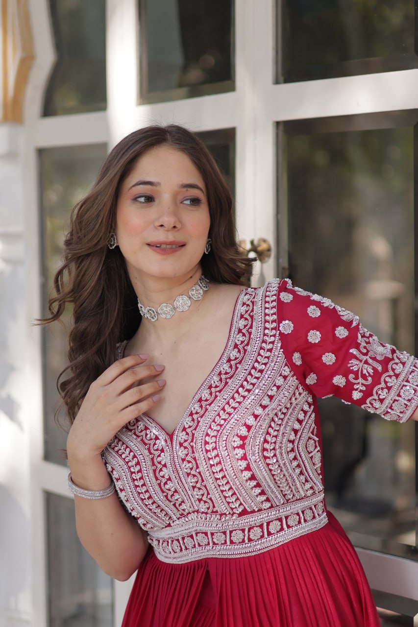 Readymade Lehenga with Embroidered Slit Kurti – Luxe Star Georgette