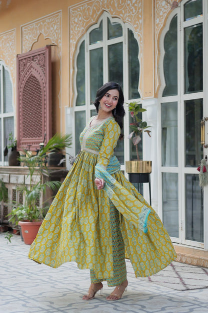 Premium Pure Cotton Kurti Set with Pant & Dupatta – Elegant Ethnic Wear