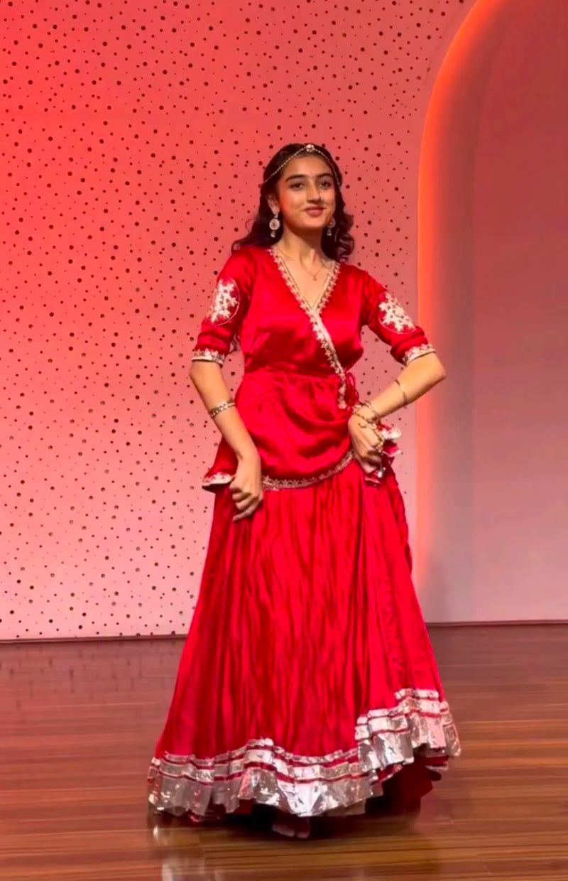 RangBhoomi Navratri Special Crepe Silk Lehenga Choli — 6m Big Flair, Fully Stitched