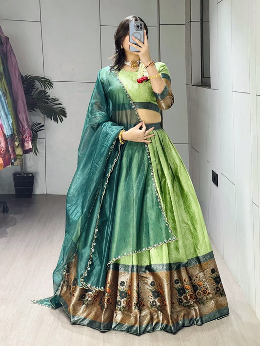RangBhoomi New Arrival Silk Traditional Lehenga with Contrasting Dupatta