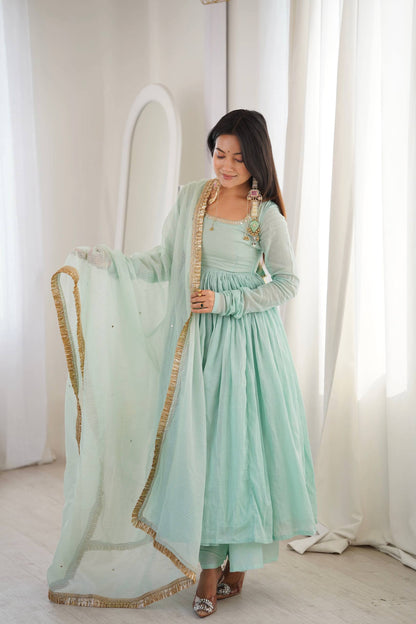 RangBhoomi Elegant Designer Anarkali Three Piece Set - Ready to Wear Festive Gown with Dupatta