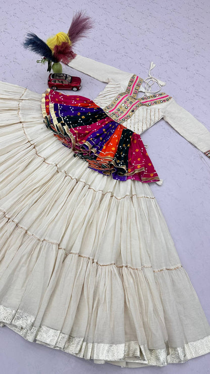 RangBhoomi Navratri Special Lehengacholi – Pure Cotton Kediyu & 9m Flair Lehenga, Fully Stitched