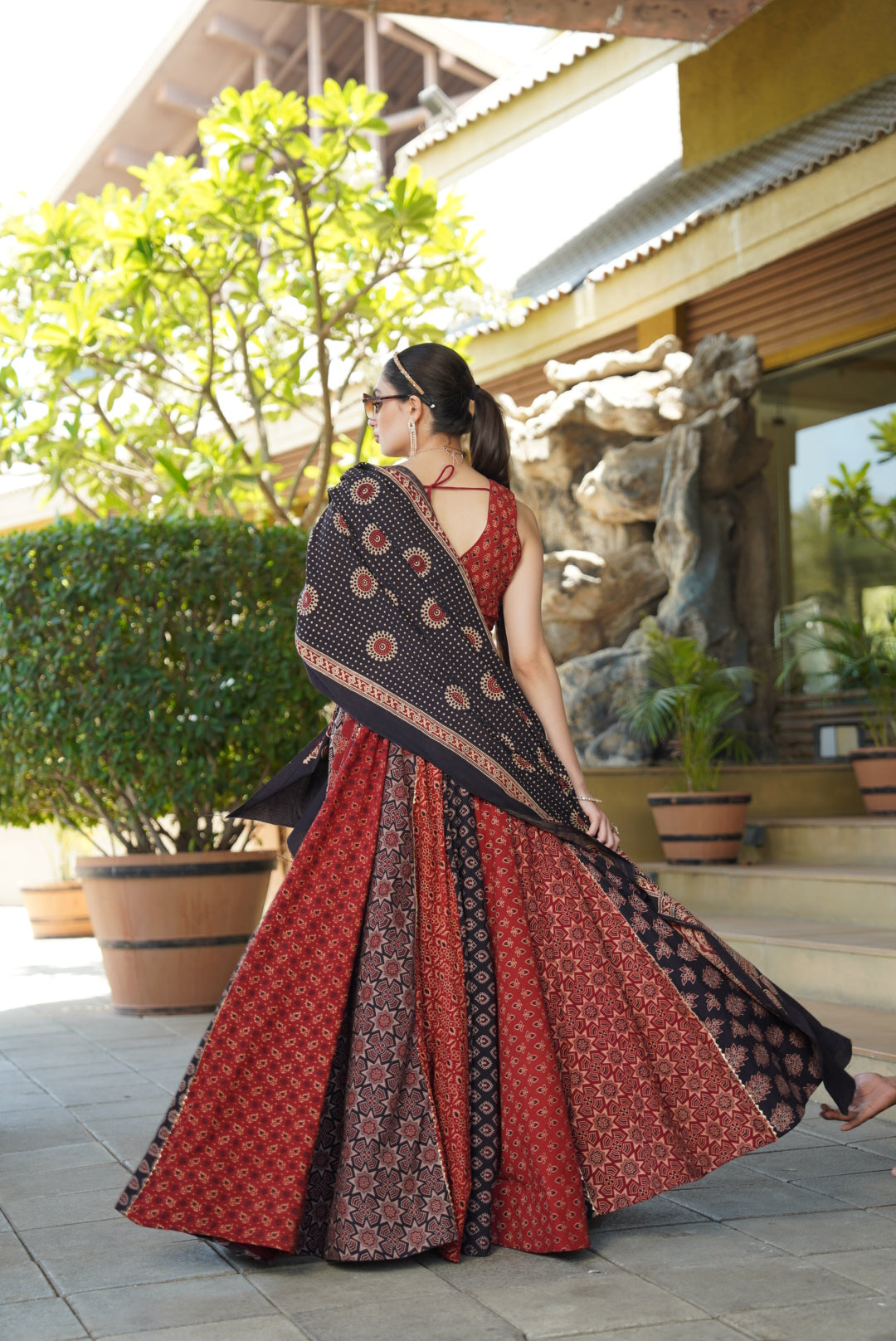 RB Ajrakh 2.0 Pure Cotton Handblock Lehenga Choli Set
