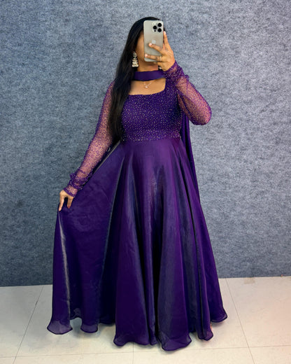 Exclusive Party Wear Draping Style Gown Outfit
