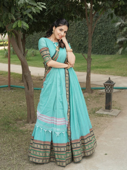 Pure Chanderi Cotton Lehenga Set for Timeless Elegance and Comfort