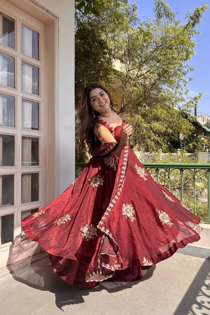 Elegant Party Wear Fendi Satin Gown Set with Dupatta and Pants Featuring 3mm Metallic Sequins and Intricate Zari Embroidery