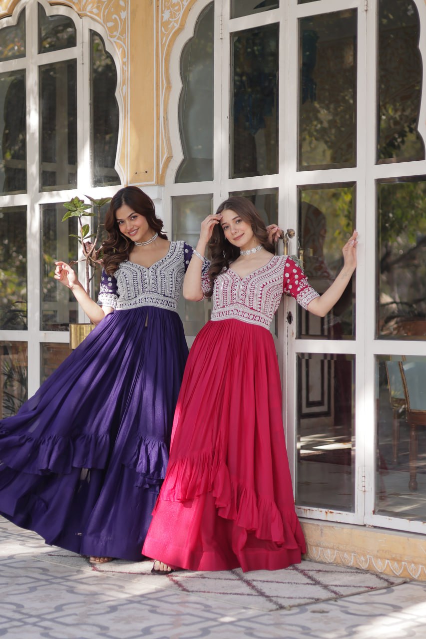 Readymade Lehenga with Embroidered Slit Kurti – Luxe Star Georgette