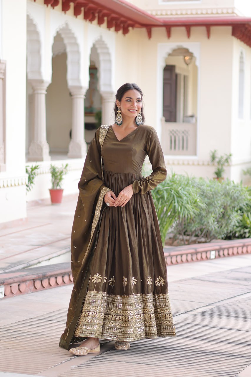 RangBhoomi Elegant Vichitra Silk Gown with Sequined Dupatta Collection 2026