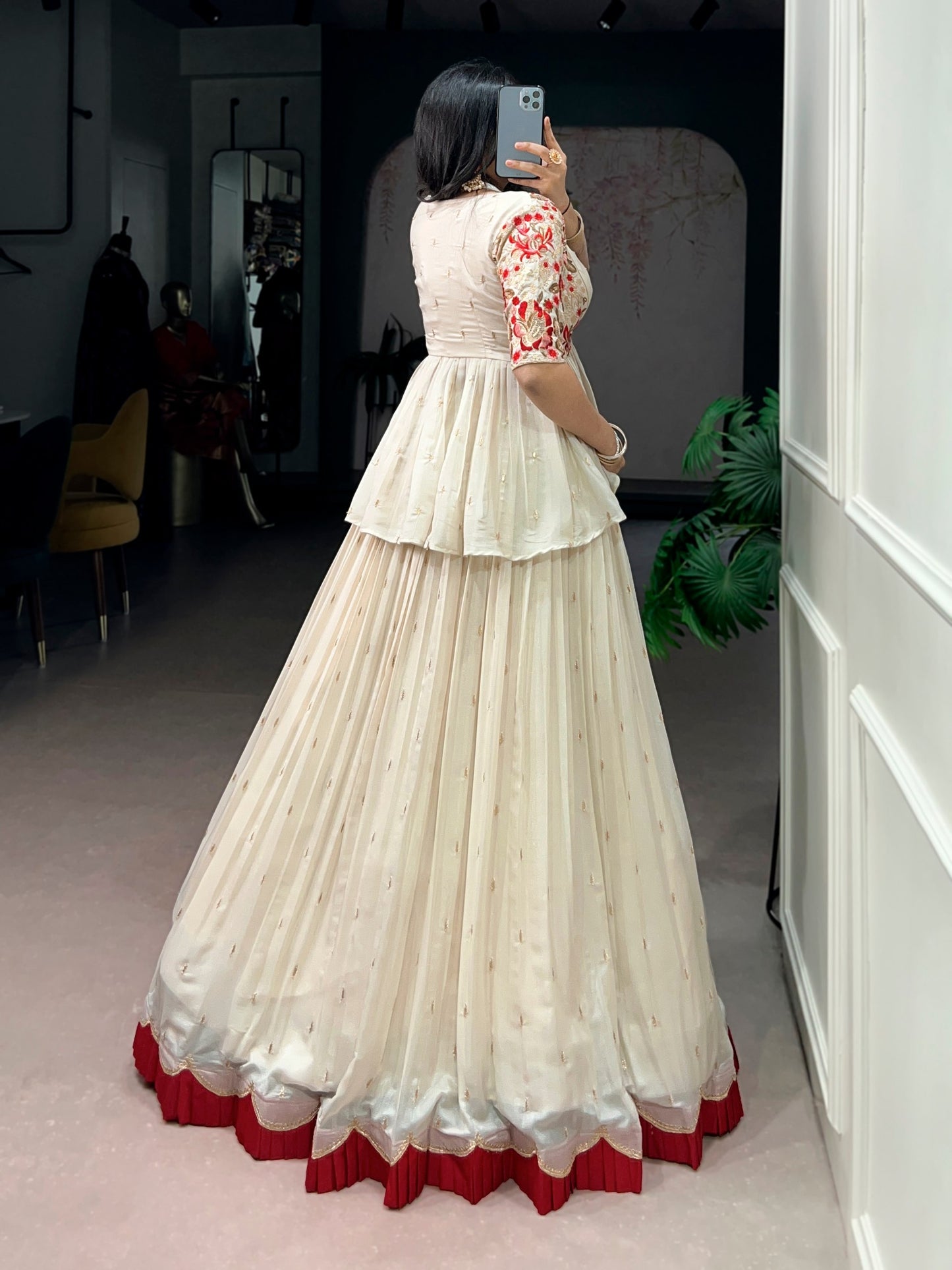 Elegant Chocolate Silk Co-ord Lehenga Set with Sequins and Thread Embroidery