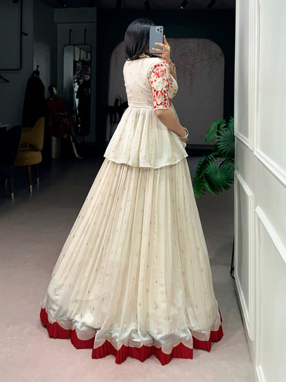 Elegant Chocolate Silk Co-ord Lehenga Set with Sequins and Thread Embroidery