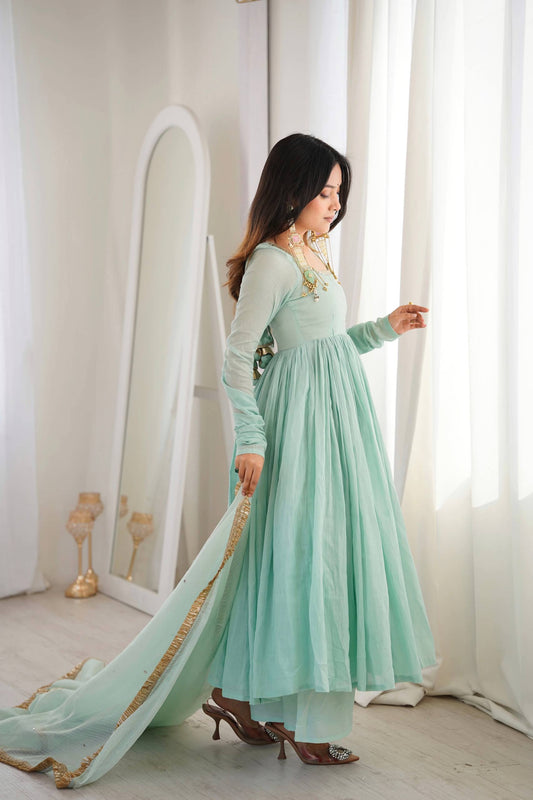 RangBhoomi Elegant Designer Anarkali Three Piece Set - Ready to Wear Festive Gown with Dupatta
