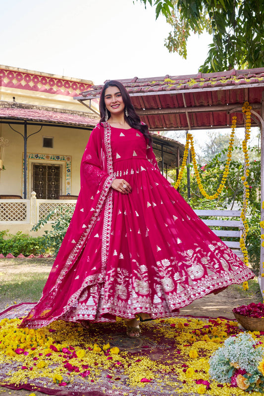 RangBhoomi Exclusive Festival Long Gown with Elegant Dupatta