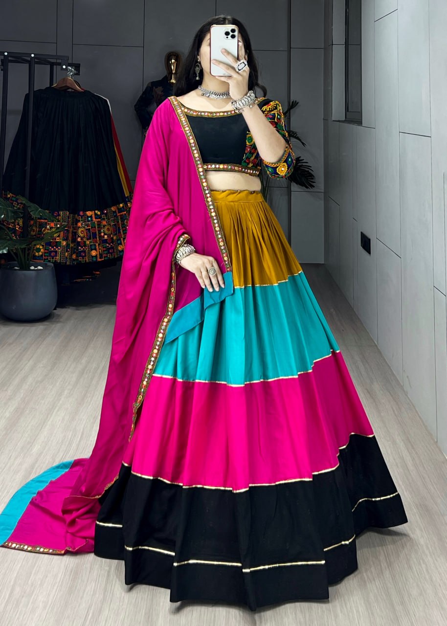 Ethnic Women's Pure Rayon Cotton Lehenga Set for Navratri Festival