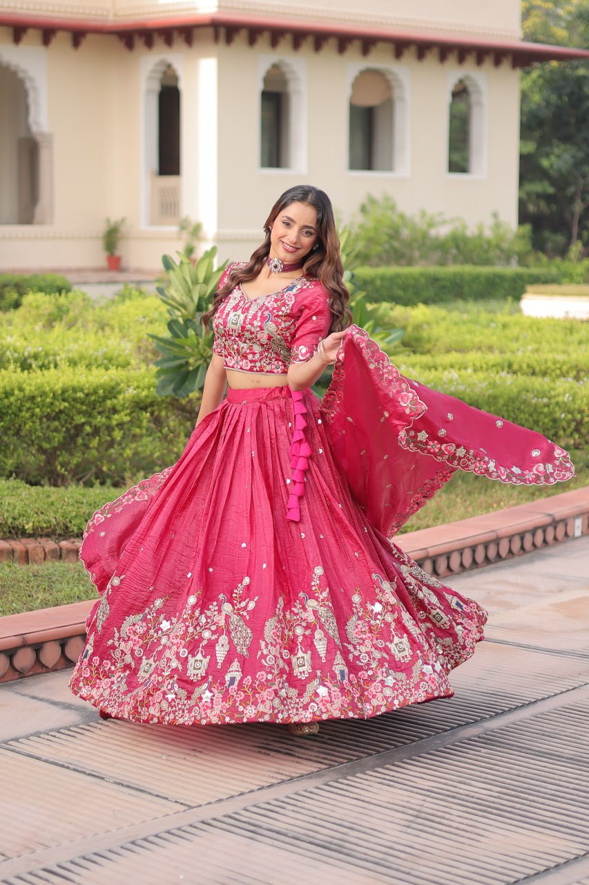 RangBhoomi Premium Designer Sequined Embroidered Lehenga Choli and Dupatta Set