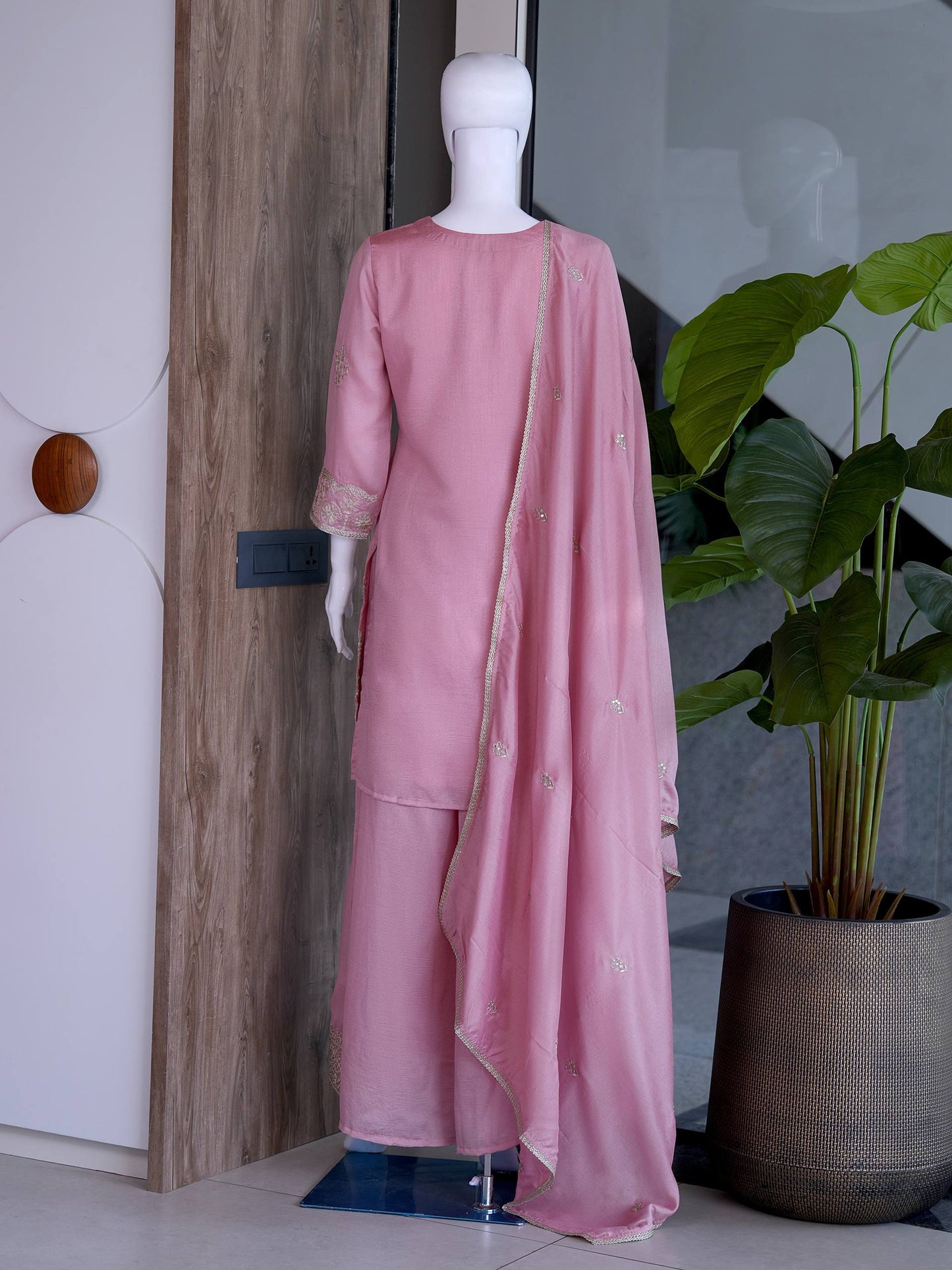Exclusive Designer Collection for Festivals – Elegant Vichitra Silk Ensemble with Embroidered Sequence